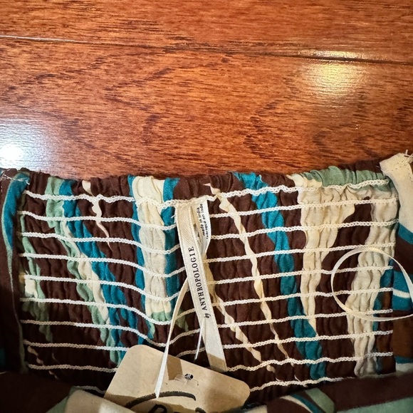 Anthropologie Brown and Blue Patterned Women's Strapless Dress NWT Size S - Picture 3 of 3